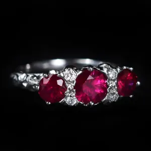 14K White Gold 1.73 CTW Ruby and Diamond Ring
