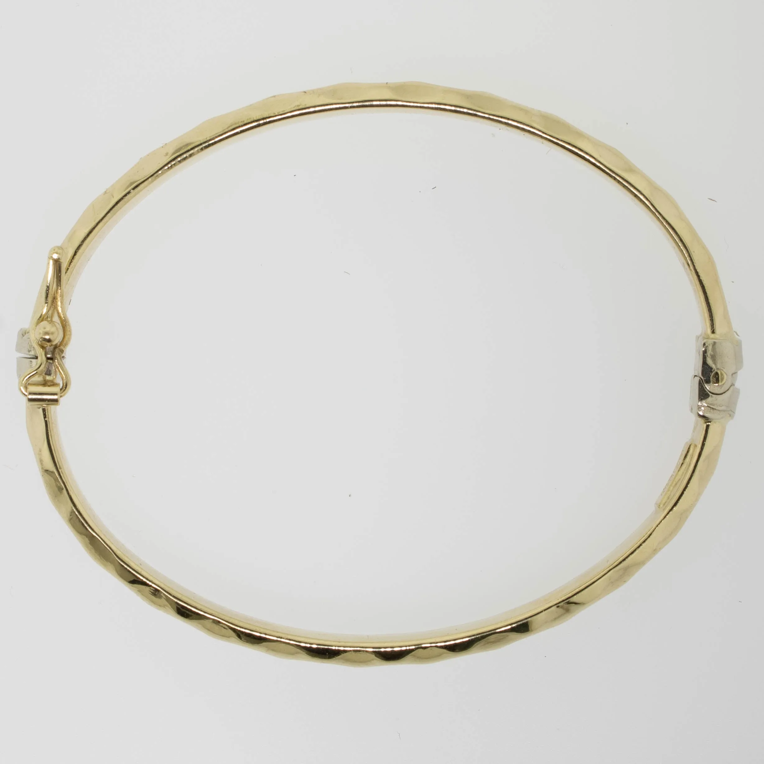 14K Yellow Gold Baby Bracelet Spring Hinge Safety Bar Faceted Look Preowned