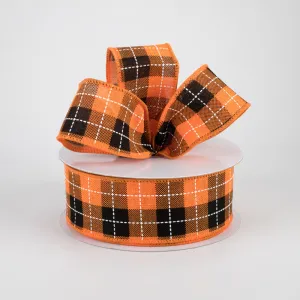 1.5"x10yd Printed Woven Check On Royal Burlap, Orange/Black/White  AP7 JY6