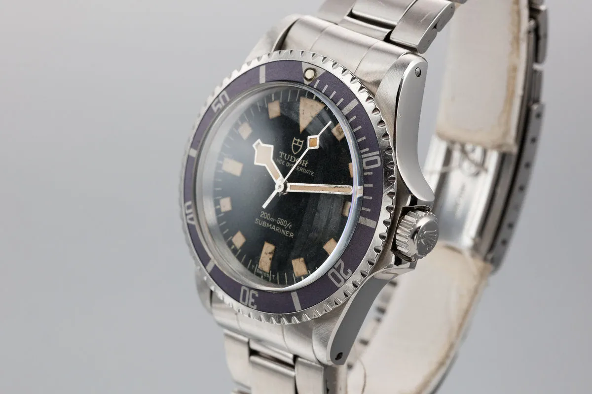 1974 Vintage Tudor Snowflake Submariner 9411/0 with Rare Stone Dial and Lavender Bezel Insert