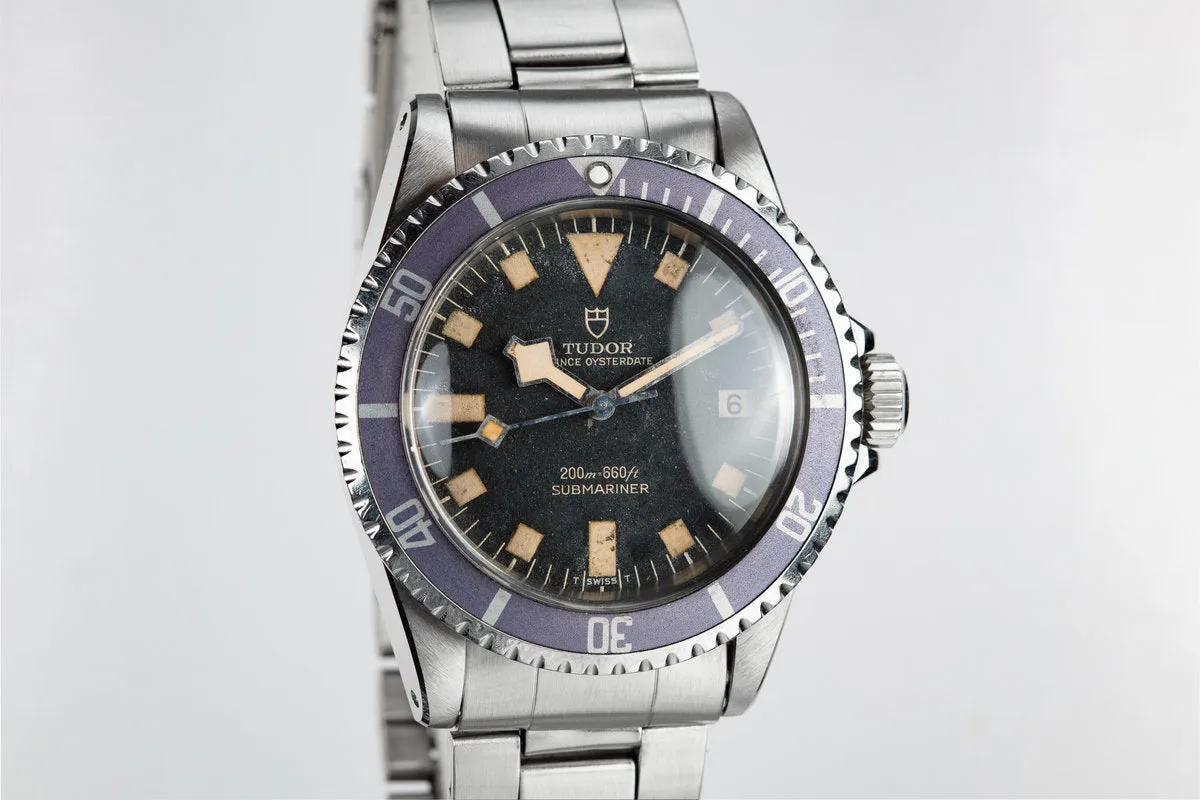 1974 Vintage Tudor Snowflake Submariner 9411/0 with Rare Stone Dial and Lavender Bezel Insert