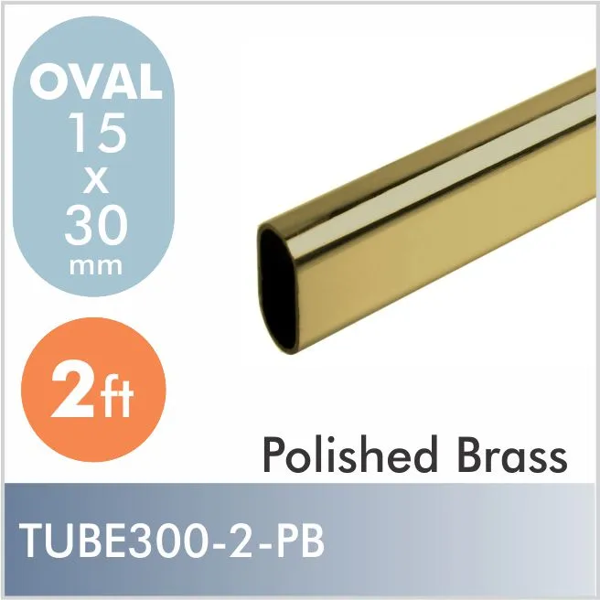 2ft Oval Closet Rod, Polished Brass