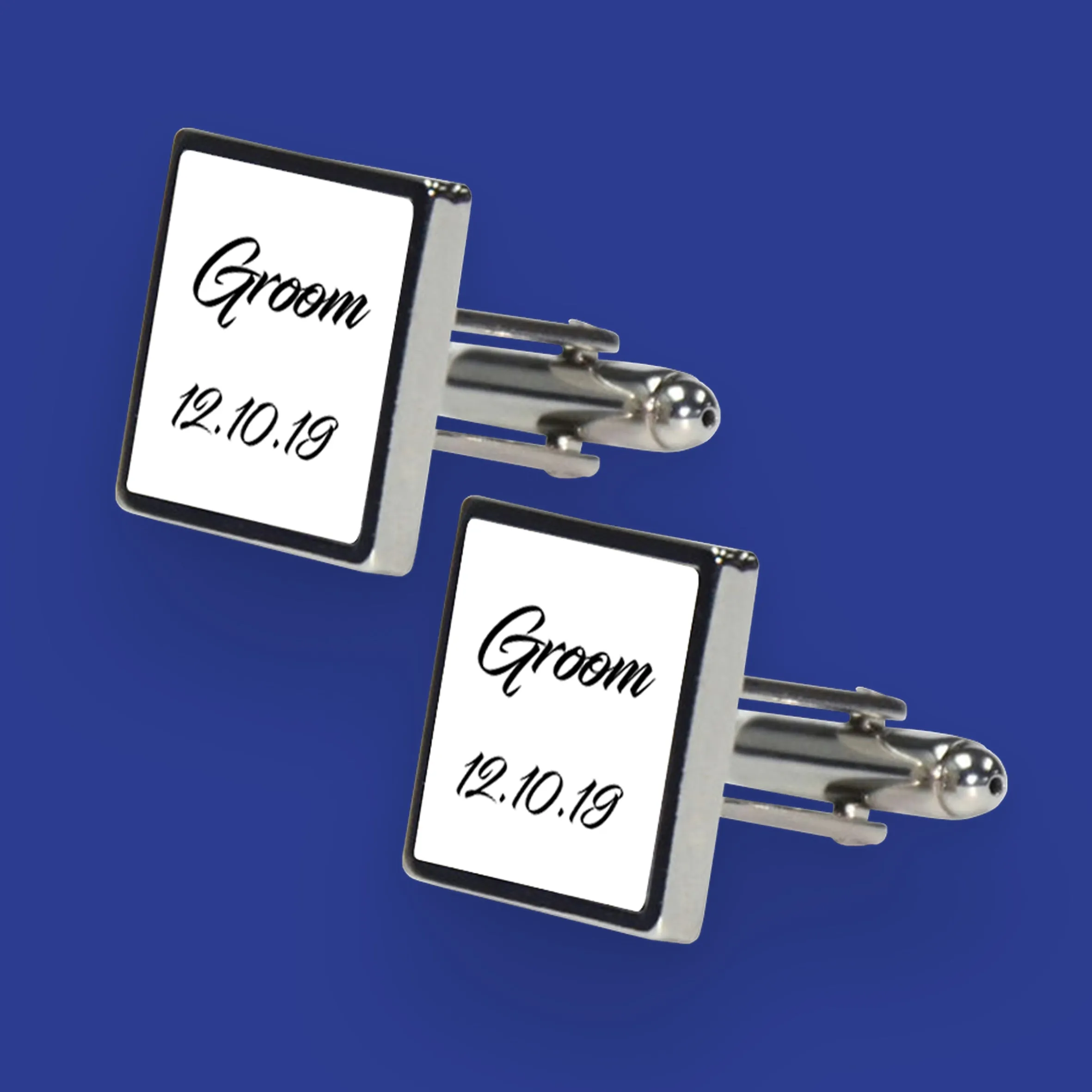 5 Pairs of Personalised Wedding Cufflinks - Text Only