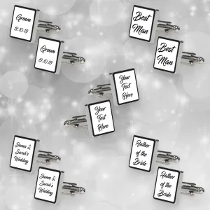 5 Pairs of Personalised Wedding Cufflinks - Text Only