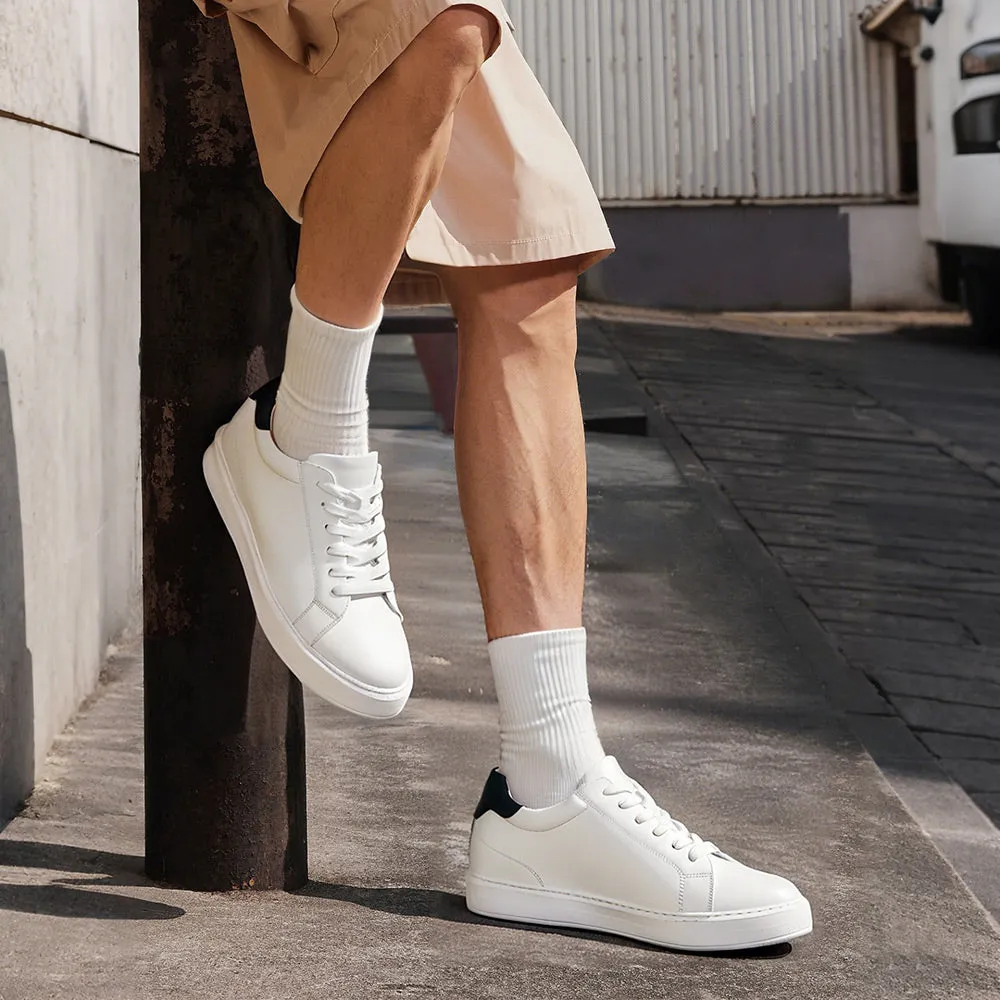 6 CM/2.36 Inches CMR CHAMARIPA White Leather Height-Boosting Casual Shoes