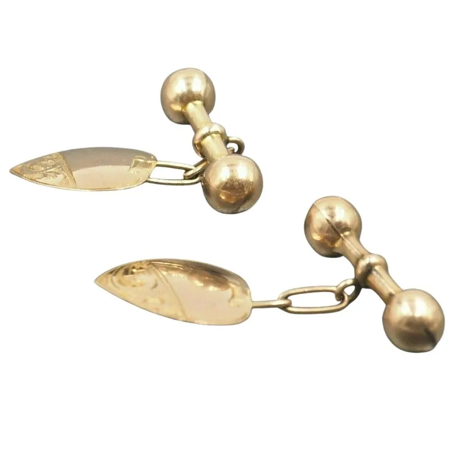 9ct Yellow Gold Chain Link Engraved Cufflinks