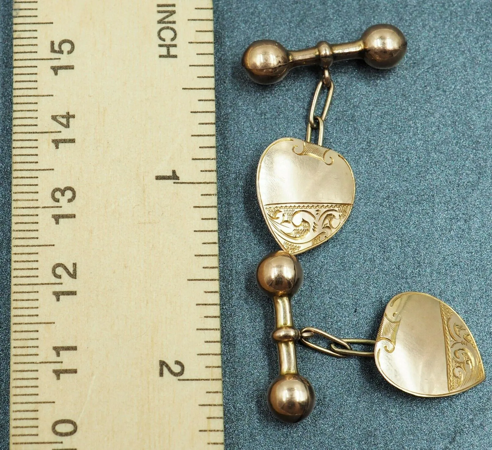 9ct Yellow Gold Chain Link Engraved Cufflinks