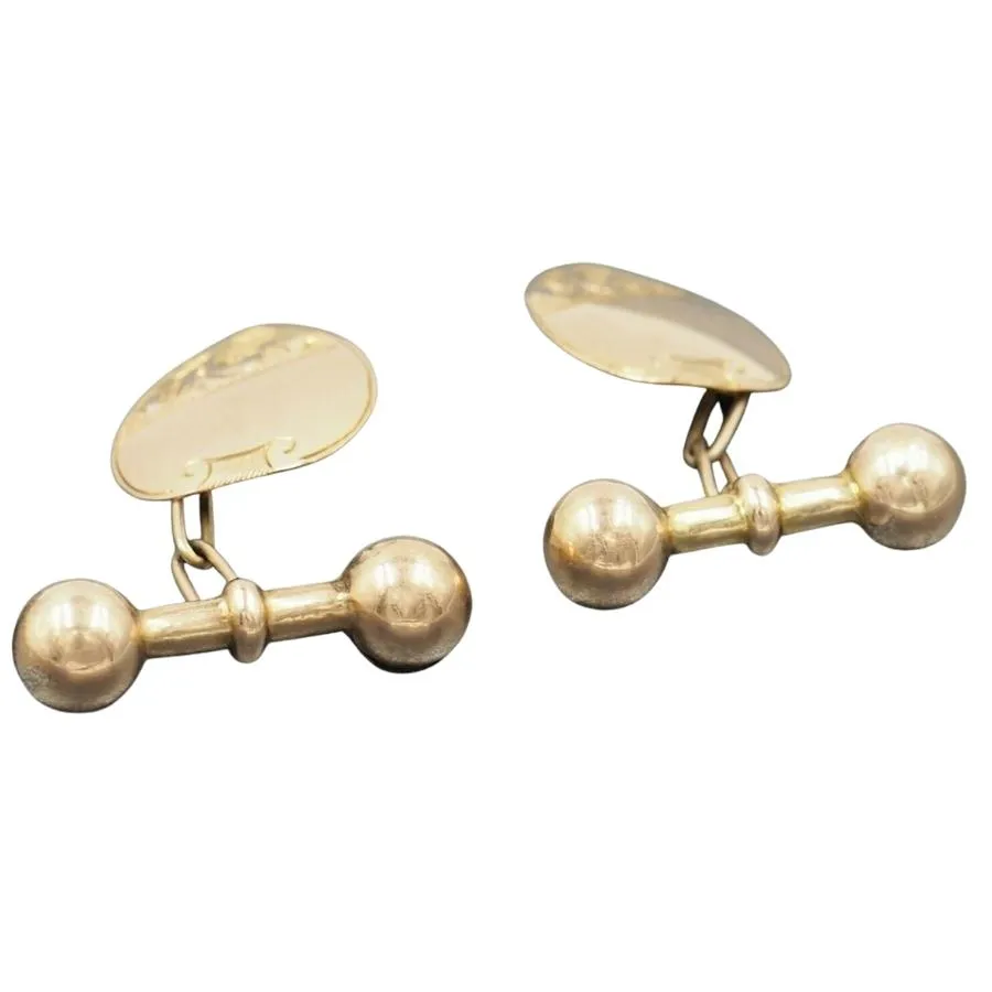9ct Yellow Gold Chain Link Engraved Cufflinks