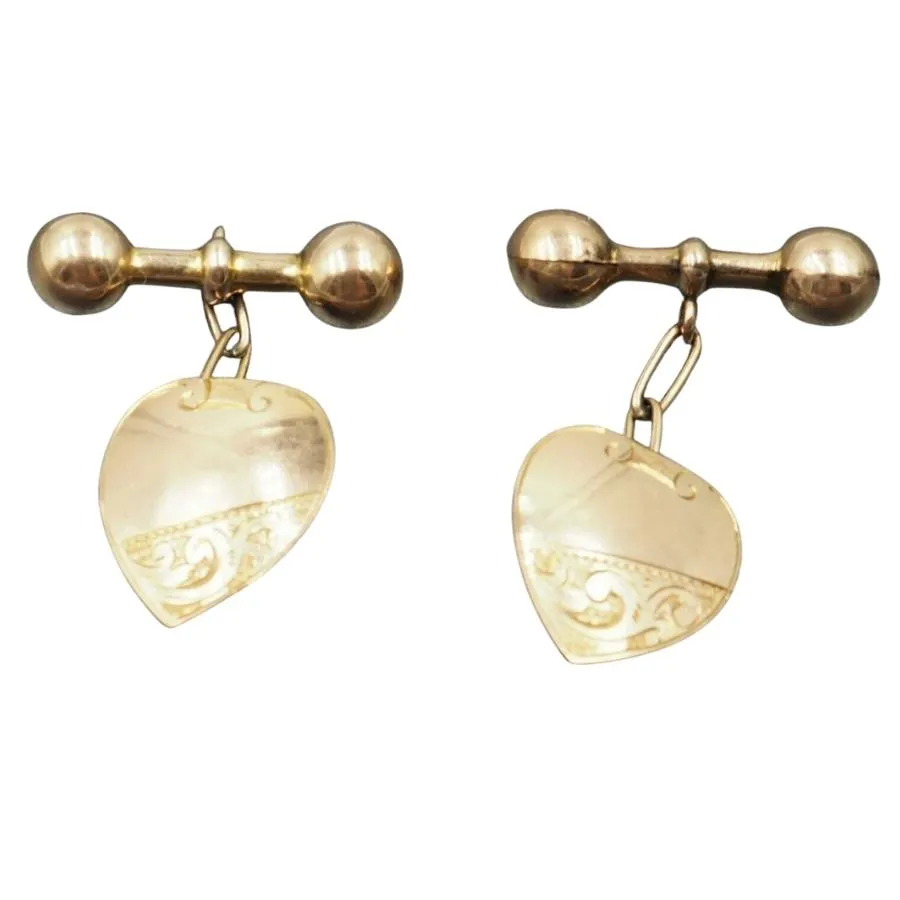 9ct Yellow Gold Chain Link Engraved Cufflinks
