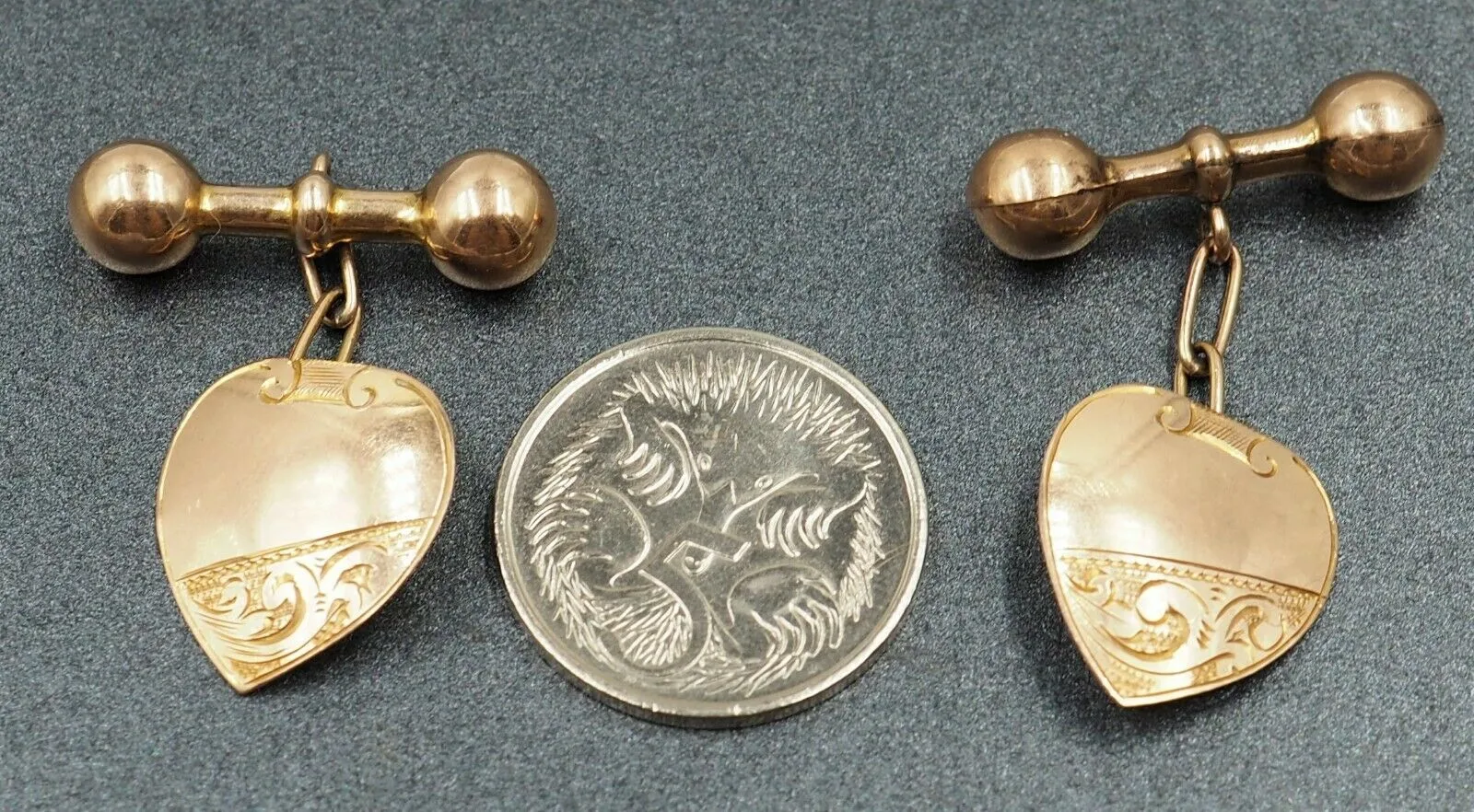 9ct Yellow Gold Chain Link Engraved Cufflinks