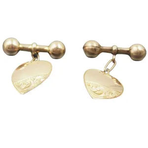 9ct Yellow Gold Chain Link Engraved Cufflinks