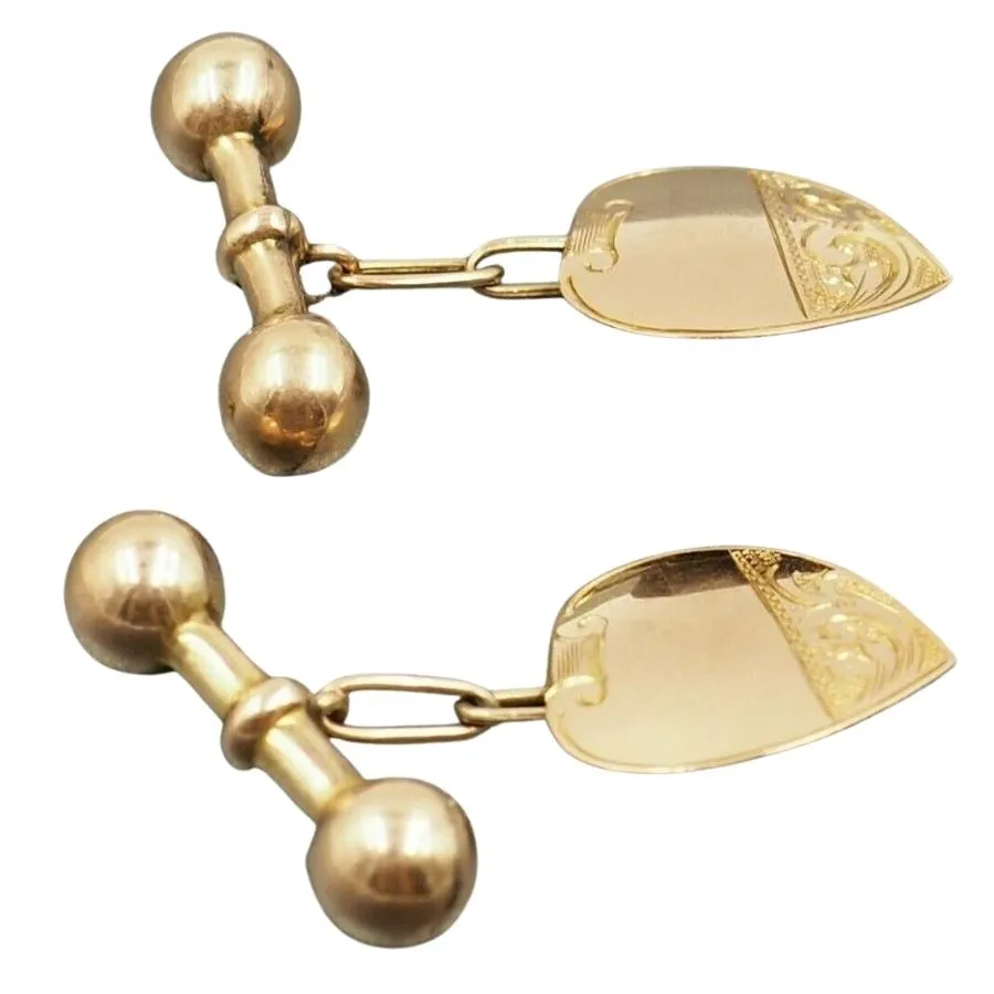 9ct Yellow Gold Chain Link Engraved Cufflinks