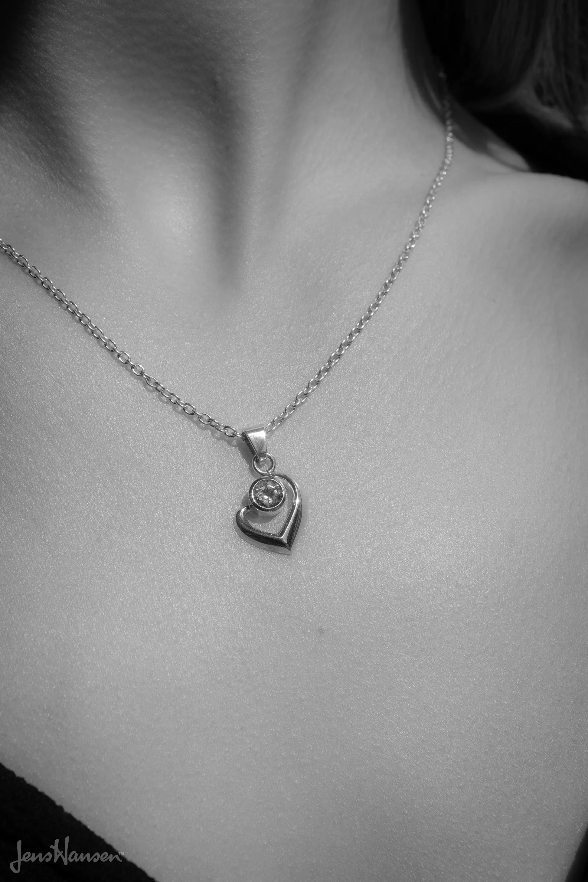 Abstract Heart Gemstone Pendant, Yellow Gold