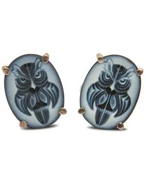 Agate Cameo Intaglio Owl Cufflinks