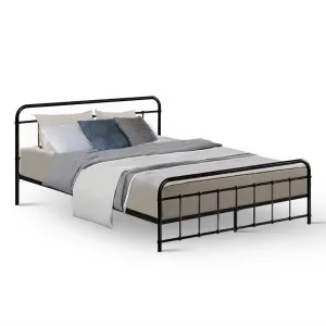 Artiss LEO Metal Bed Frame - Queen (Black)