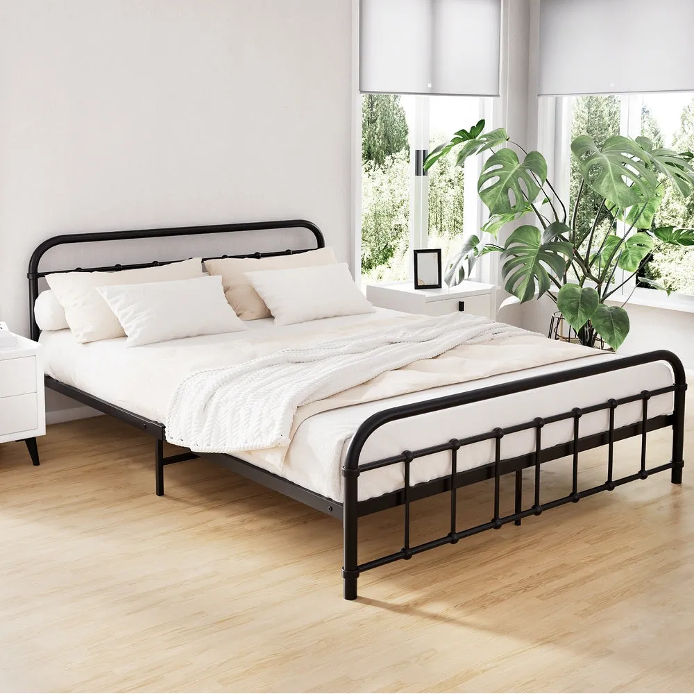 Artiss LEO Metal Bed Frame - Queen (Black)