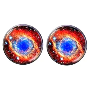 Bassin and Brown Ring Nebula Cabachon Cufflinks - Orange/Blue