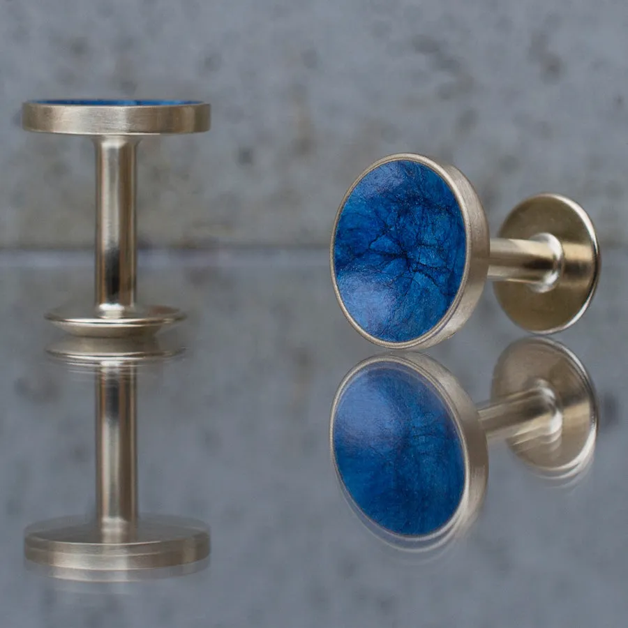 Bayley Prussian blue brass cufflinks