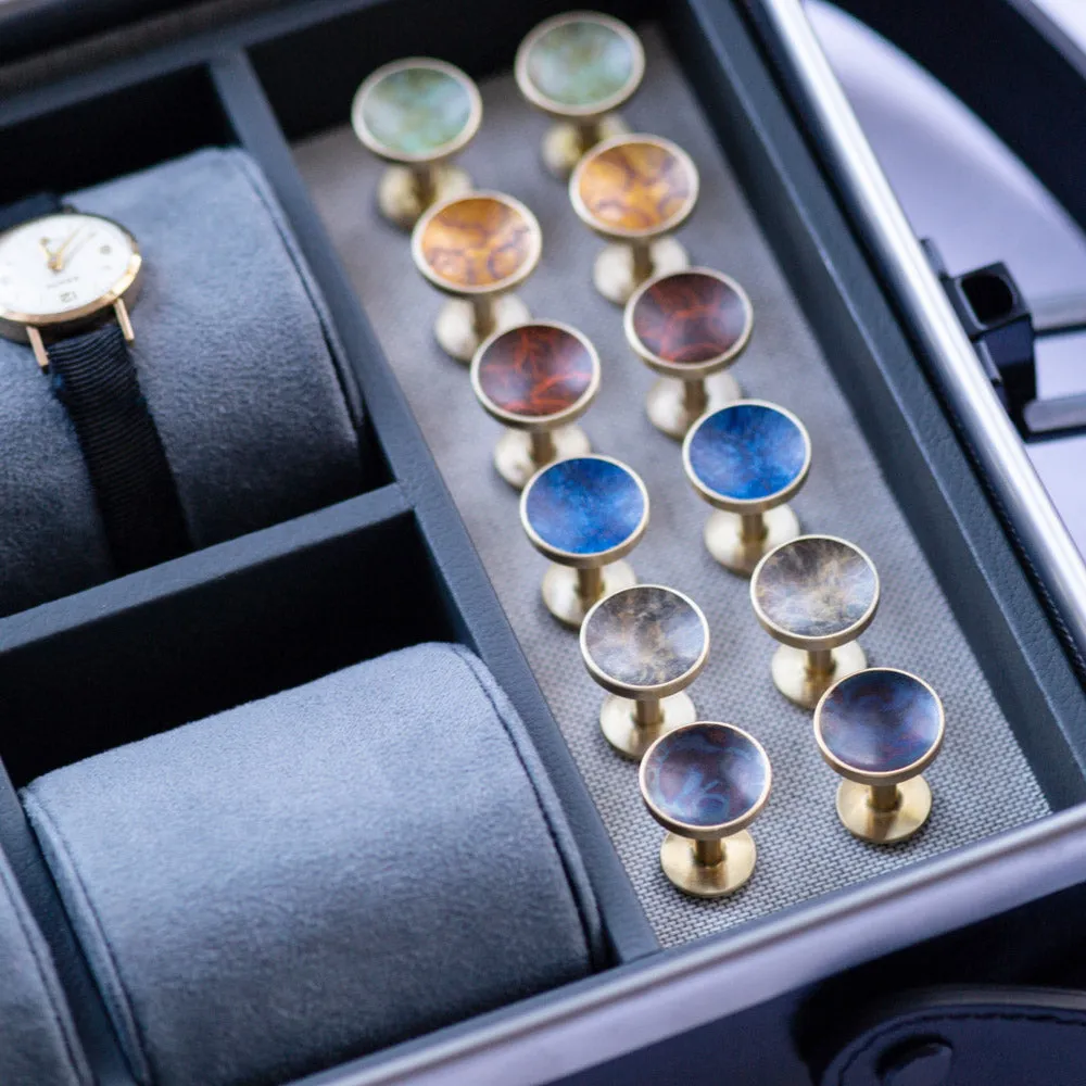 Bayley Prussian blue brass cufflinks