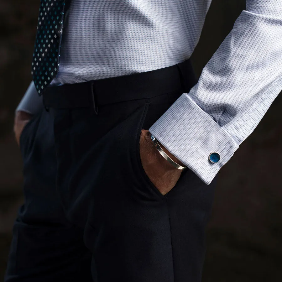 Bayley Prussian blue brass cufflinks
