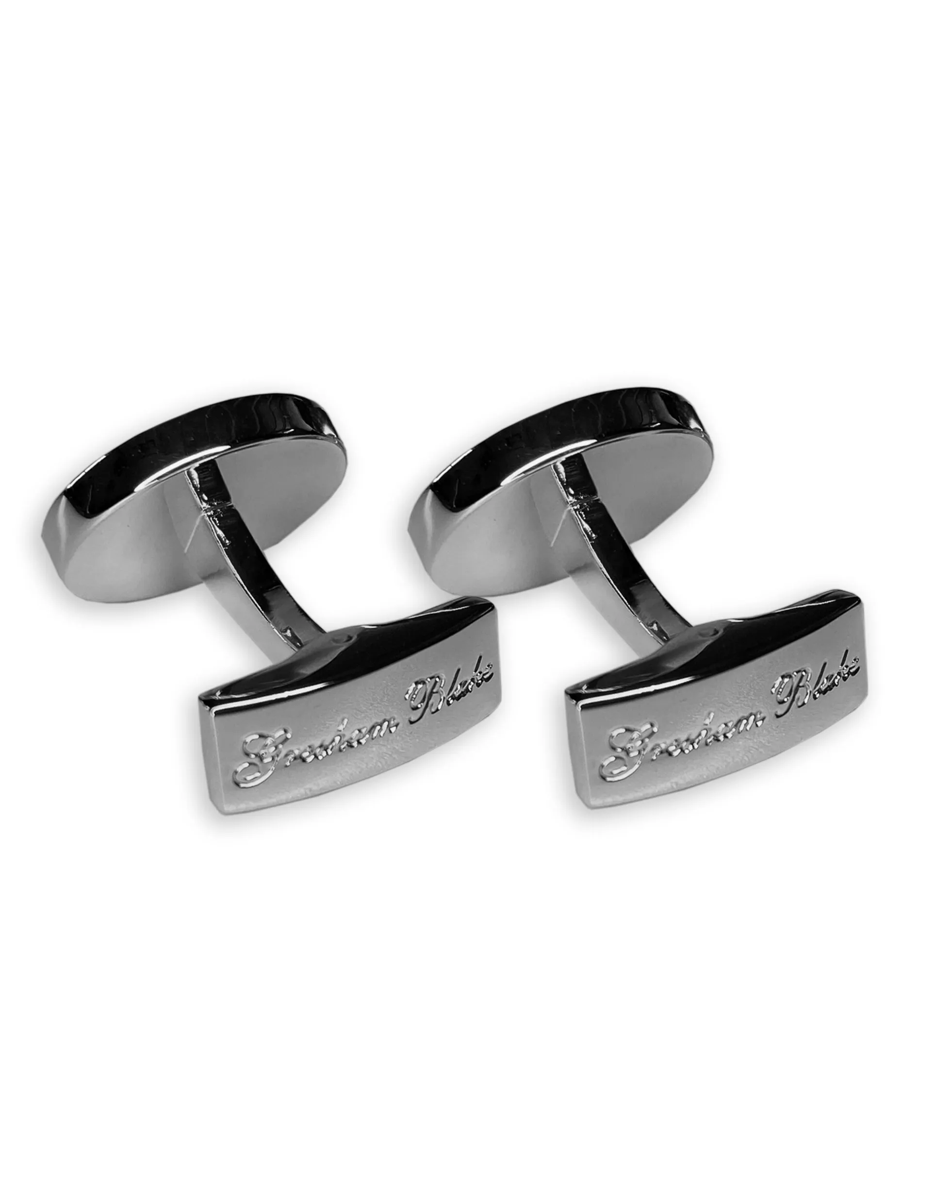 Black Enamel Silver Logo Cufflink