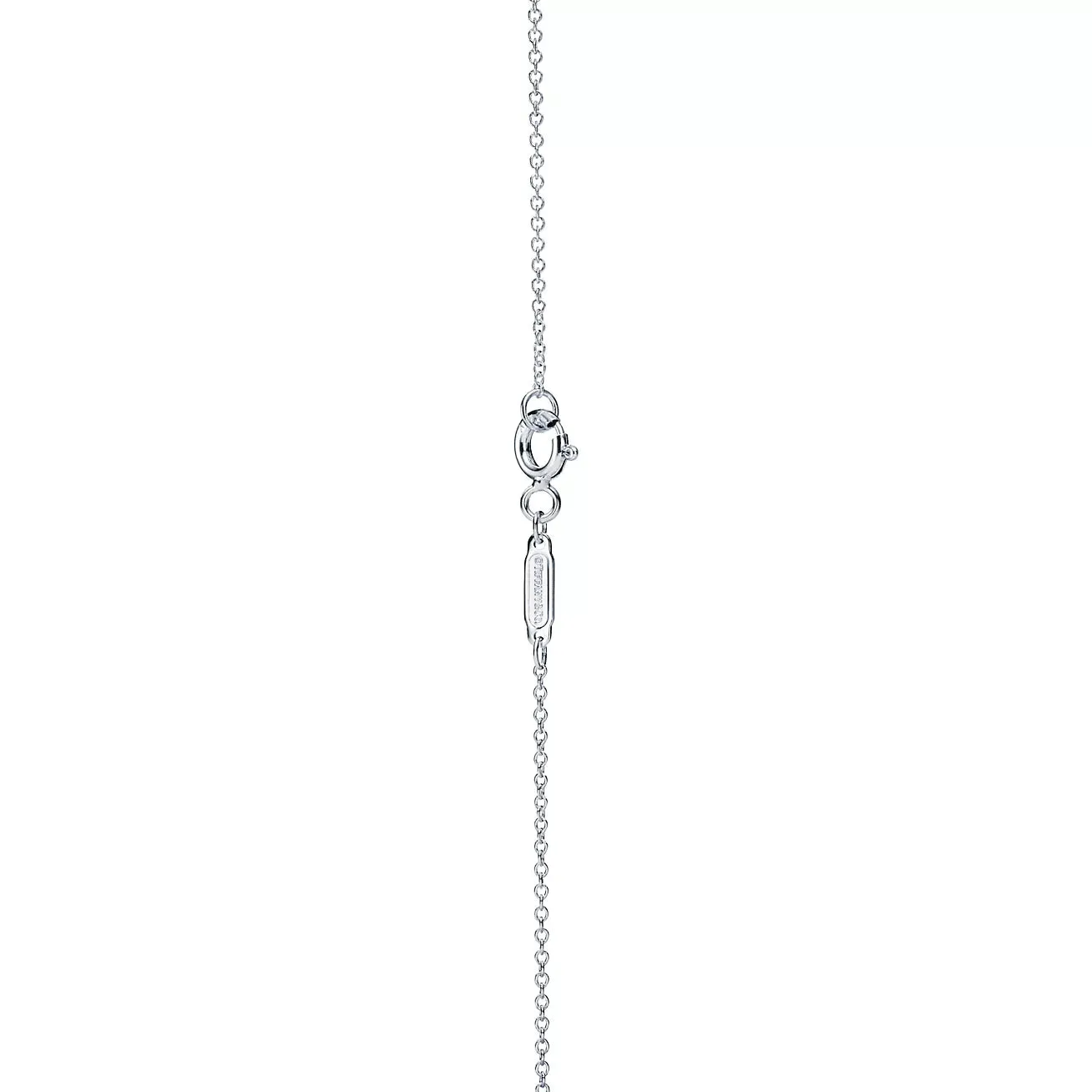 Blue Double Heart Tag Pendant Necklace 45CM, in Silver, Small