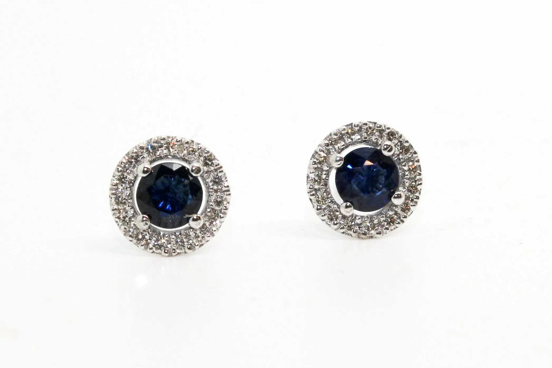 BLUE SAPPHIRE AND MICROPAVÉ DIAMOND HALO STUD EARRINGS AD NO.1630