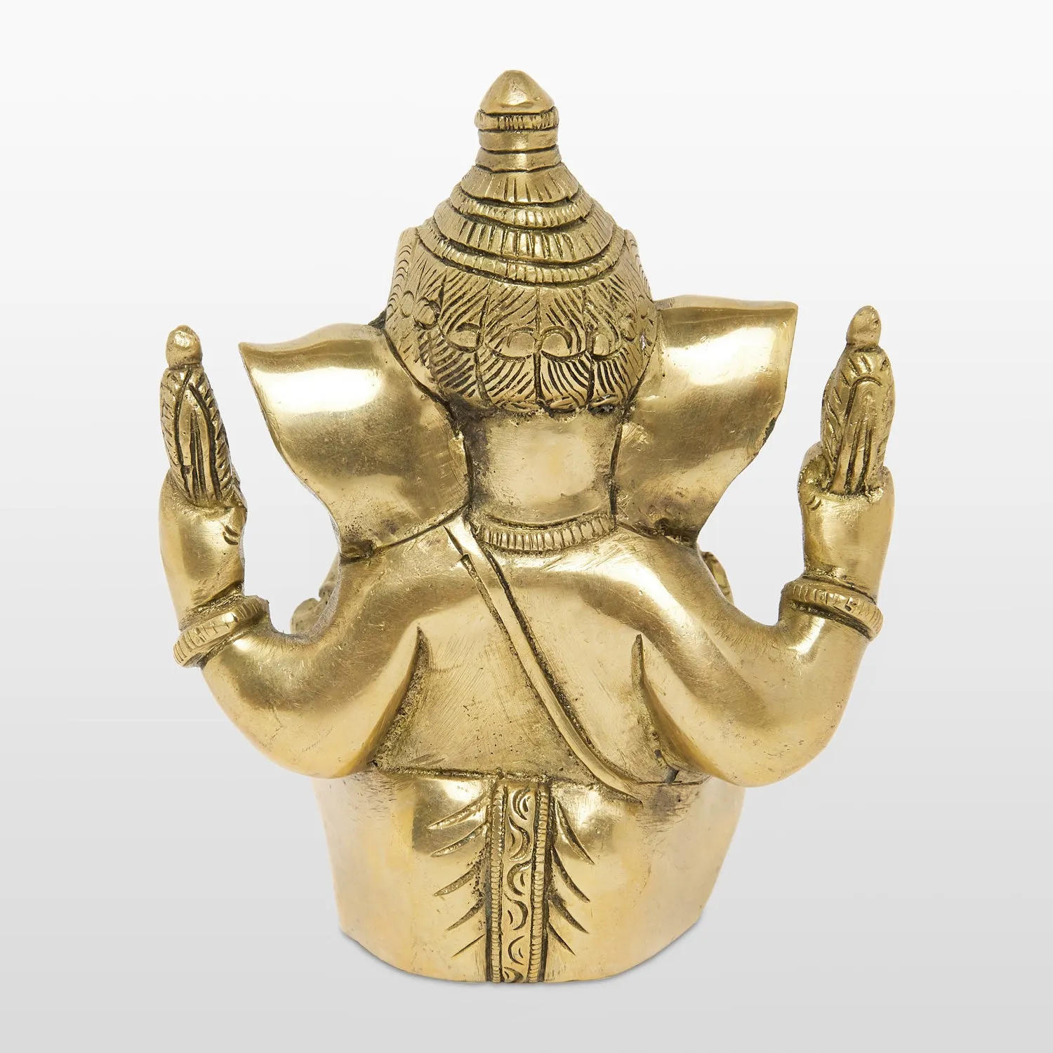 Brass Engraved Ganesha with Crown 5 in