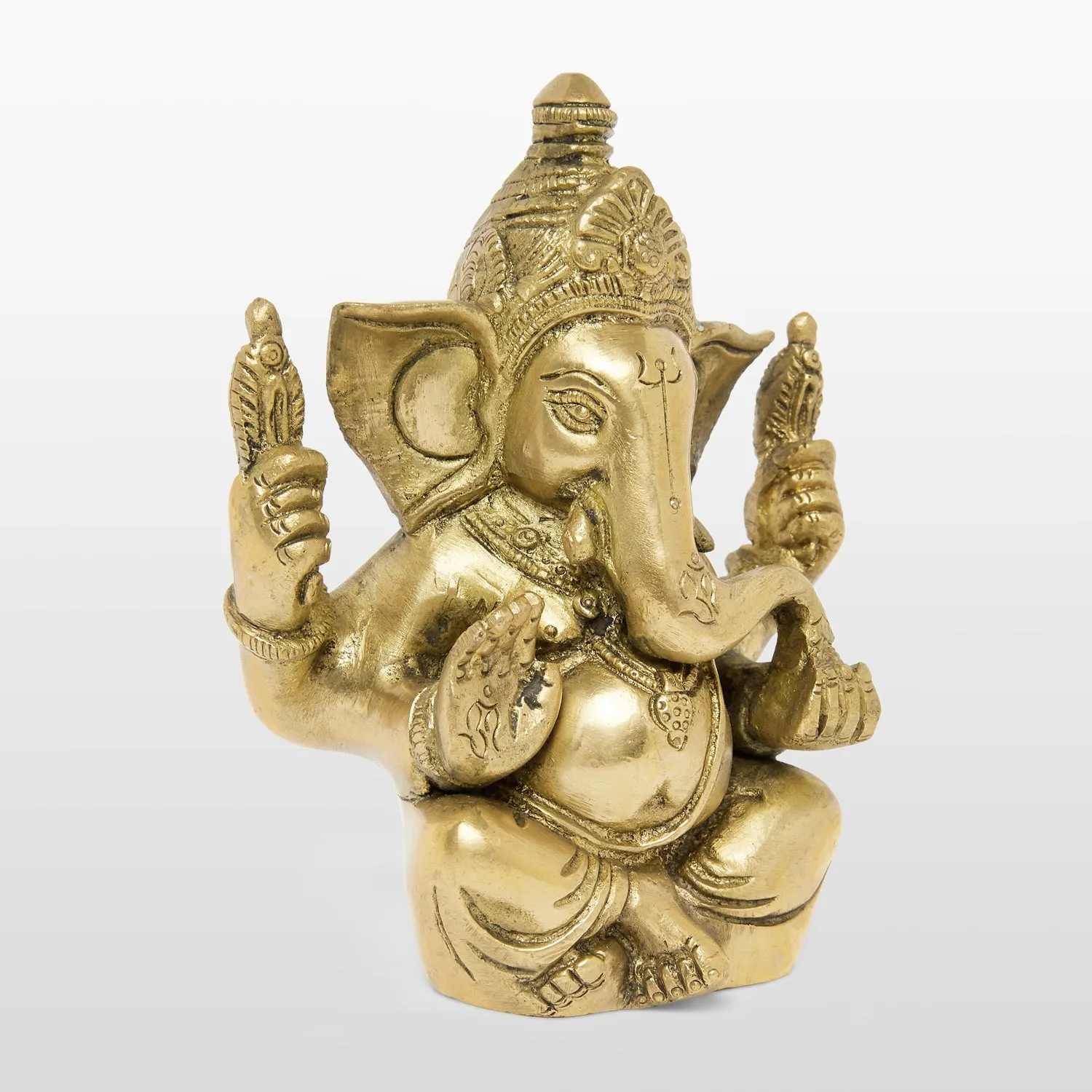 Brass Engraved Ganesha with Crown 5 in