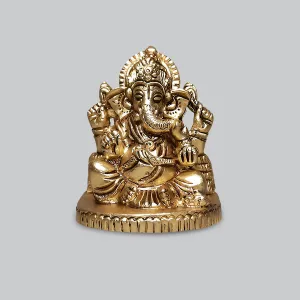 Brass Ganesha Sitting on Oval Base 2.5 in