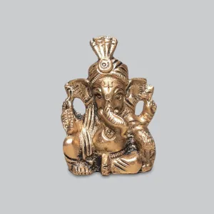 Brass Ganesha with Pagadi 2.75 in