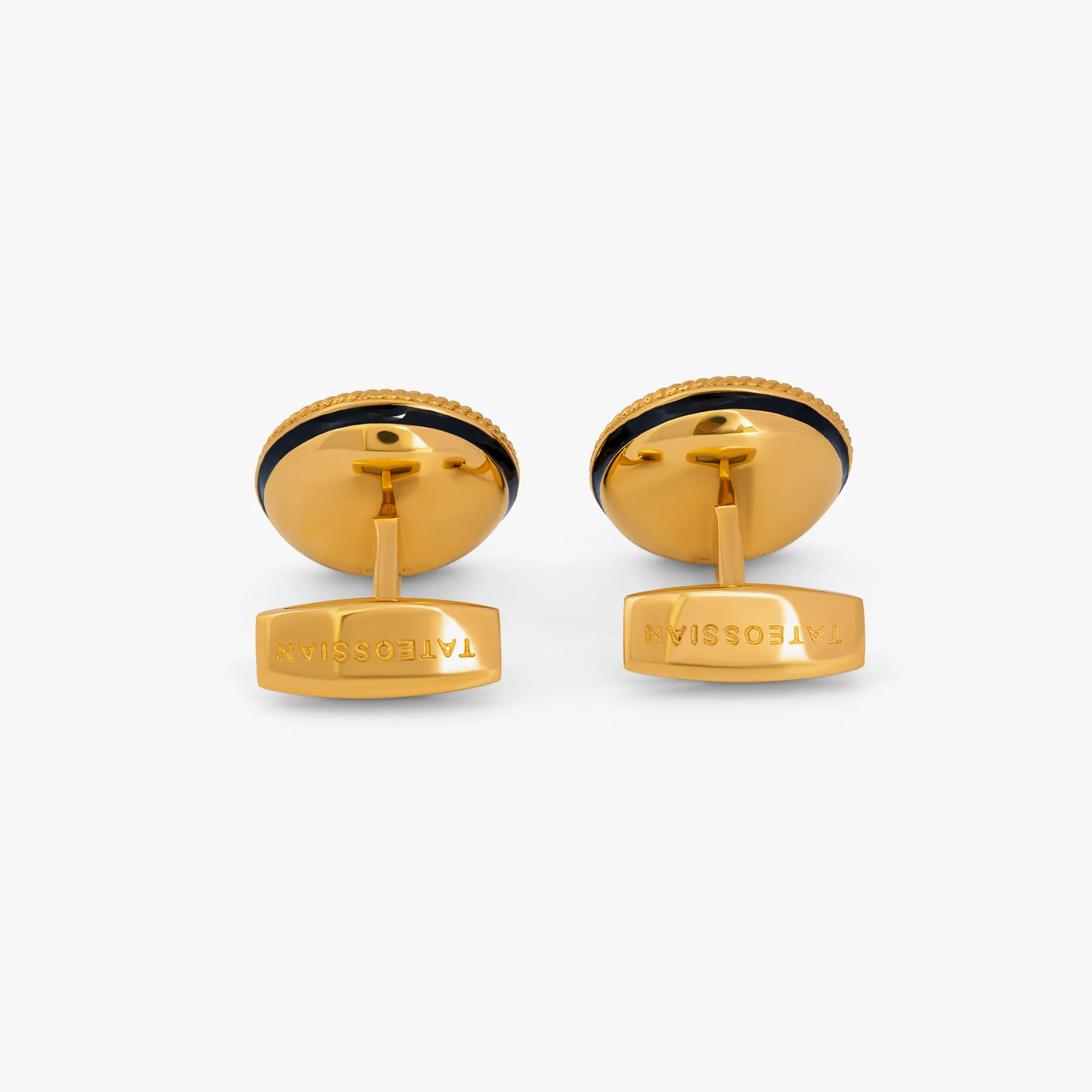 Cable bowl cufflinks in Yellow gold plated sterling silver with topaz         