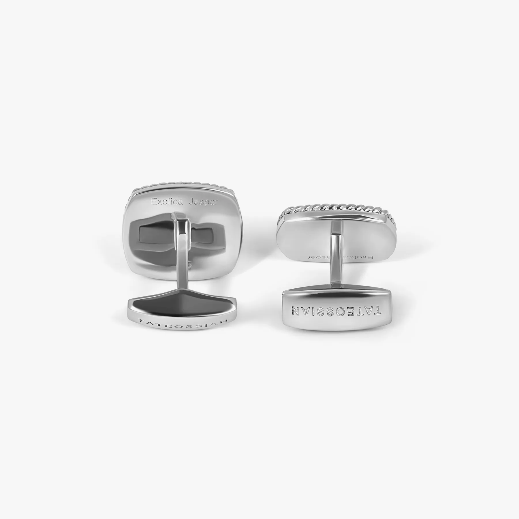 Cable Jasper Cufflinks In Rhodium Plated Silver with Red Jasper (Limited Edition)