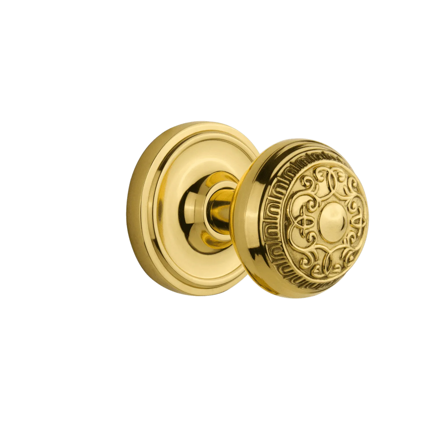 Classic Rosette with Egg & Dart Knob in Unlacquered Brass