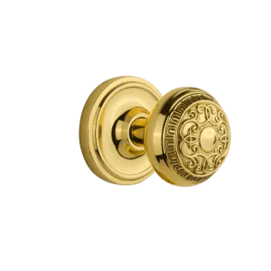 Classic Rosette with Egg & Dart Knob in Unlacquered Brass