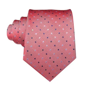Classy Men Salmon Red Dotted Silk Tie