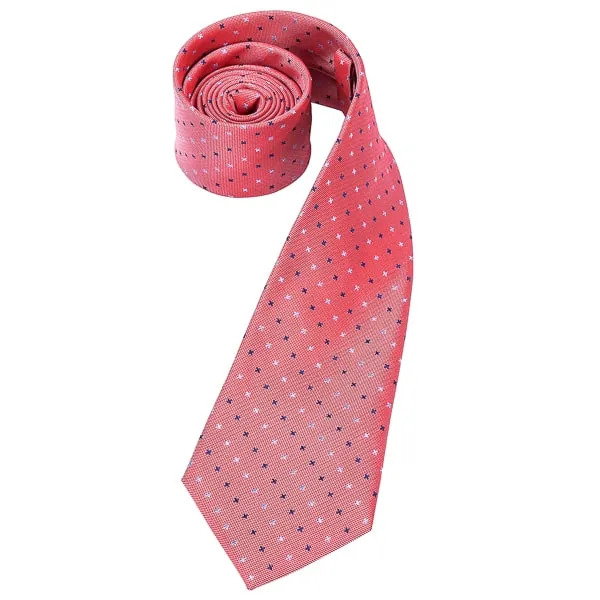 Classy Men Salmon Red Dotted Silk Tie