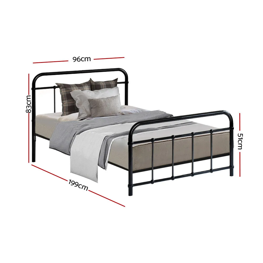 Country-Style Metal Bed Frame, Single - Black | Artiss