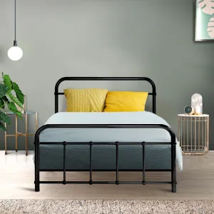 Country-Style Metal Bed Frame, Single - Black | Artiss
