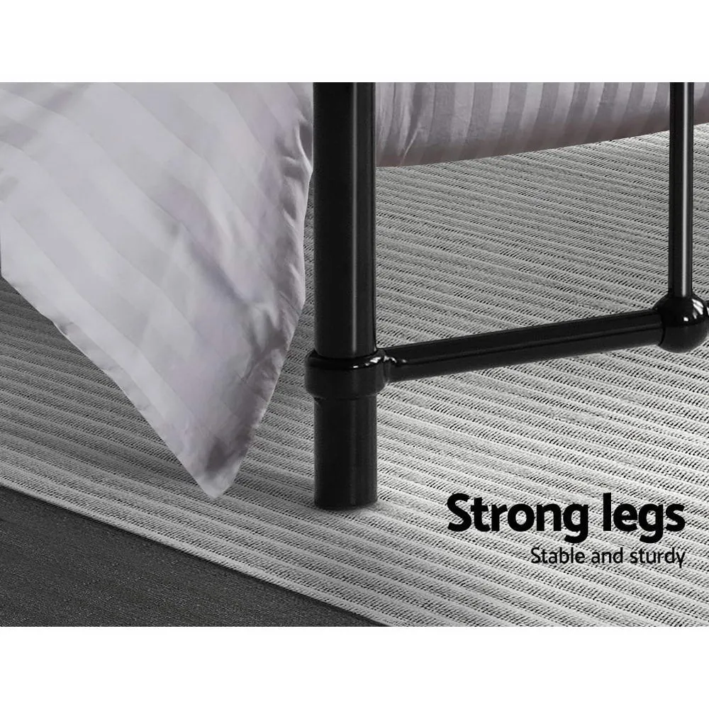Country-Style Metal Bed Frame, Single - Black | Artiss