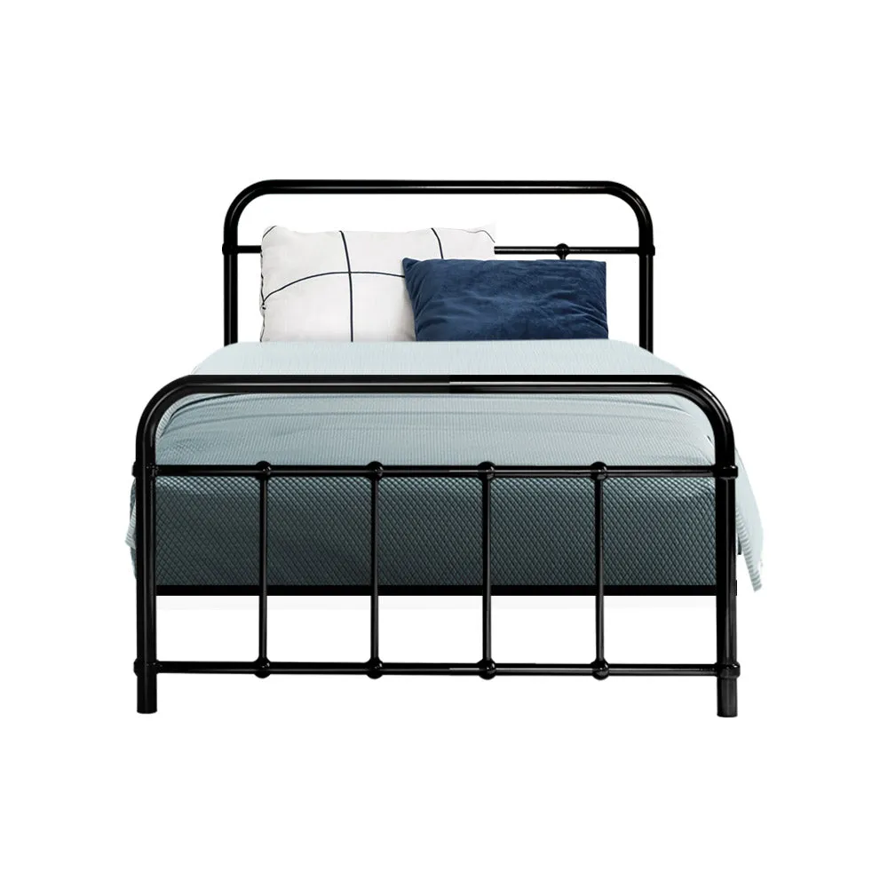 Country-Style Metal Bed Frame, Single - Black | Artiss