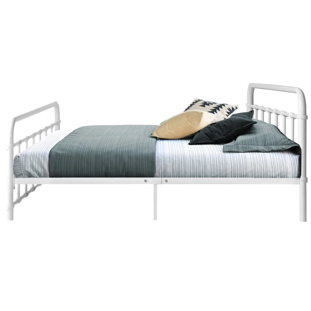 Country-Style Metal Double Bed Frame with Storage - Artiss