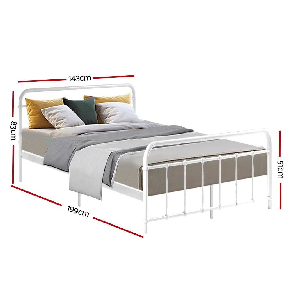 Country-Style Metal Double Bed Frame with Storage - Artiss