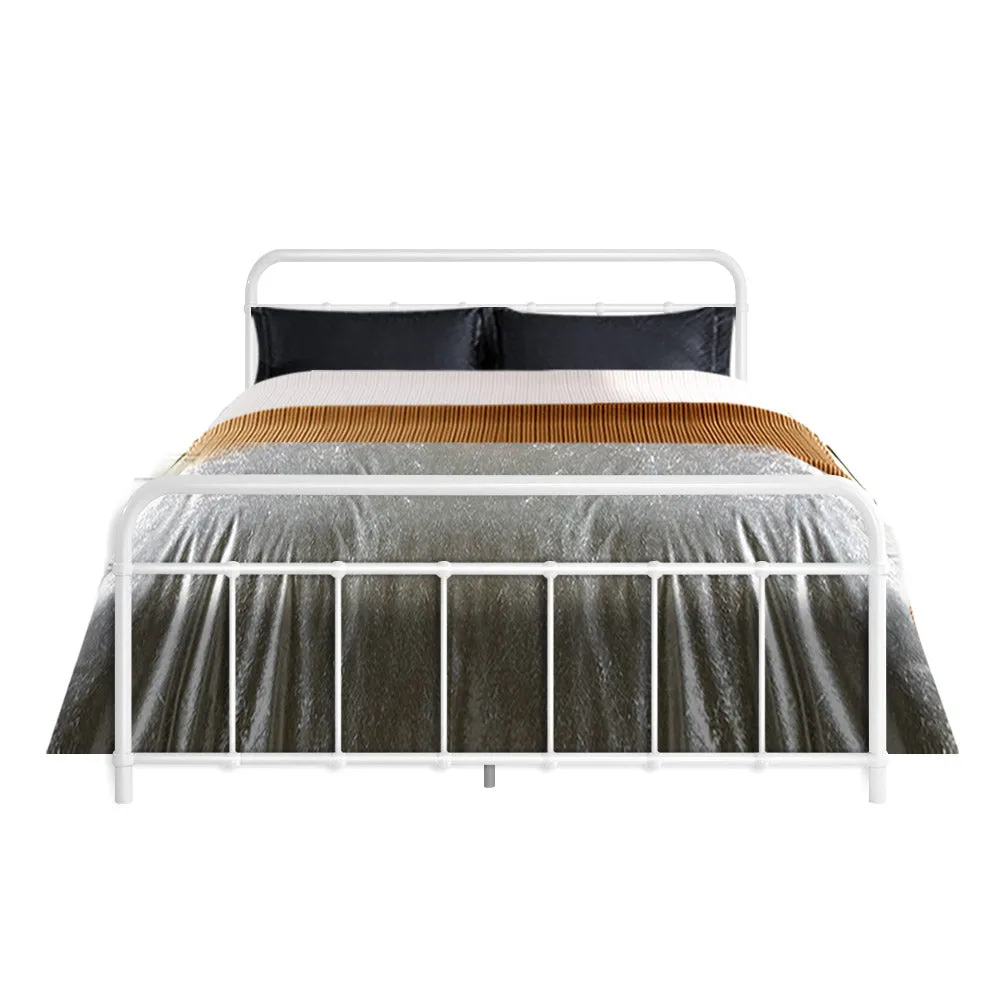 Country-Style Metal Double Bed Frame with Storage - Artiss
