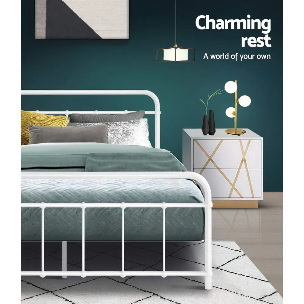 Country-Style Metal Double Bed Frame with Storage - Artiss