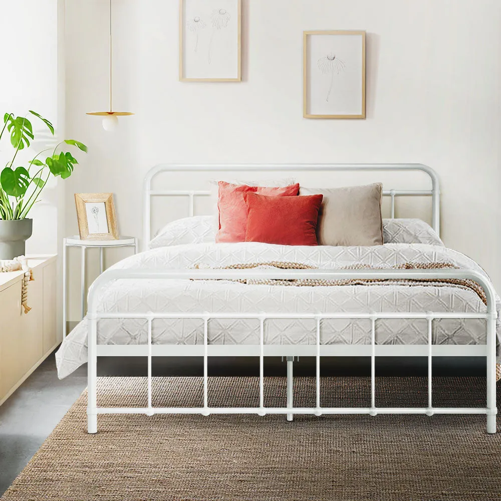 Country-Style Metal Double Bed Frame with Storage - Artiss