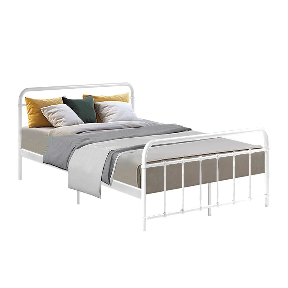 Country-Style Metal Double Bed Frame with Storage - Artiss