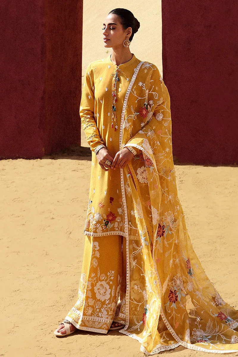 Cross Stitch Eid Lawn Edit – MAIZE OCHRE-3 PIECE EMBROIDERED LAWN SUIT