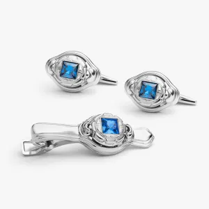 Cufflinks & Tie Pin Set White Capri