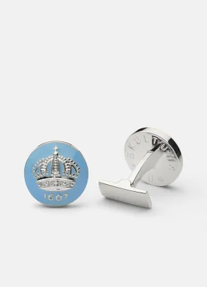 Cufflinks | Skultuna Crown | Silver Plated | Gustavian Light Blue